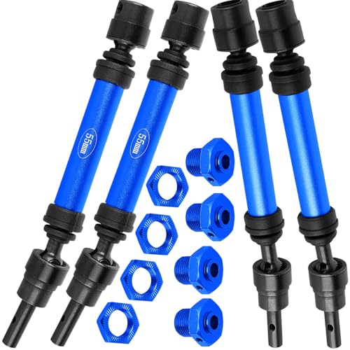 Aluminum Drive Shaft Axles Upgrades Part 1/8 Typhon 3S BLX(Mega 550),RC Steel #45 Front & Rear 4Pcs Driveshafts CVD w/Hex Hops Up,Navy Blue - color: Navy Blue - (4pcs Drive Shafts)