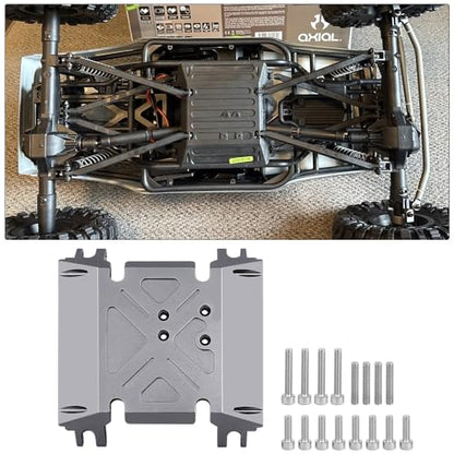 CNC Aluminum Center Gearbox Mount Transmission Skid Plate for Axial Wraith 90018 1/10 RC Crawler Upgrade Part (Gray) - color: Gray