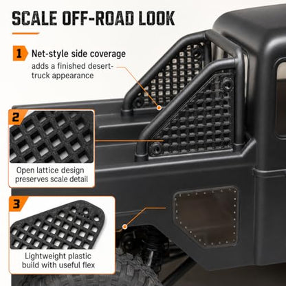 SplashNColor Side Net Set Compatible with Element RC Enduro Ecto – Bed Cargo Retention Upgrade | 1/10 Trail Truck Scale Detail Panels for Rear Pickup Area
