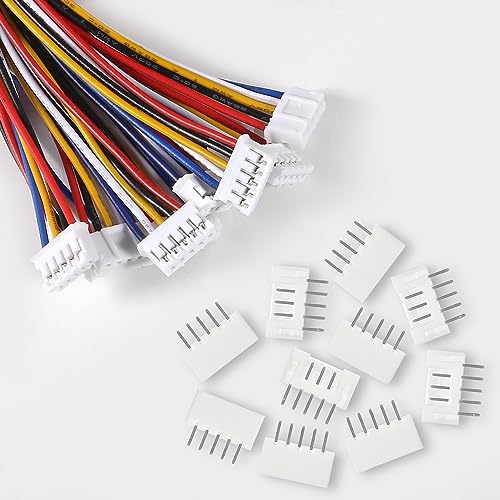 Alinan 20pcs Jst 2.0 Ph 5 Pin Connector Plug, Included 10pcs Mini 5 Pin Jst Ph2.0 26AWG Female Connector Plug with 300mm Cable Wire and 10pcs Micro Jst Ph2.0mm 5Pin Male Connector Plug - color: 5Pin 26AWG 300mm Cable