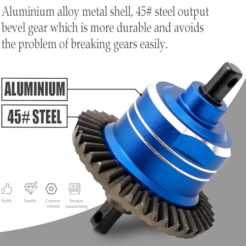 1/10 Front Rear Differential Upgrades Diff for 1/10 Traxxas Slash Rustler Stampede Hoss 4x4 VXL Ford 150，2PCS #45 Steel Differential, Replaced #5381#6882#5379(Blue) - color: Blue