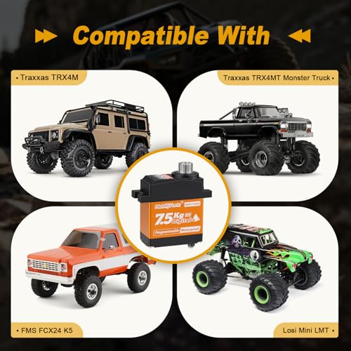 HobbyPark Waterproof for TRX4MT TRX4M Servo with Servo Mount Bracket & Horn Arm Steering 7.5kg High Torque Metal Gears Digital Servo 1/18 Crawler Upgrades Parts Replacement of 2065