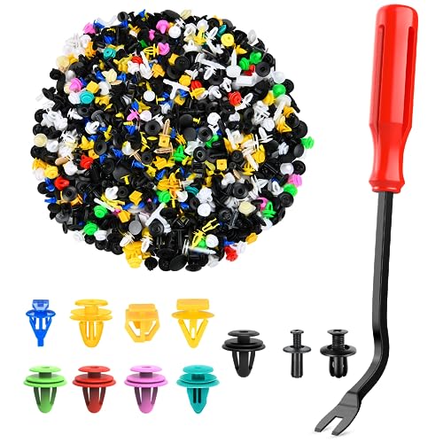 GOOACC 1001PCS Universal Car Clips Mixed Auto Retainer Rivet Push Clips | Bumper Fender Trim Door Panel Shield Engine Cover with fastener remover for GM Ford Chrysler Toyota Lexus Acura Dodge Jeep - color: 1000Pcs Mixed Clips + 1 Remover