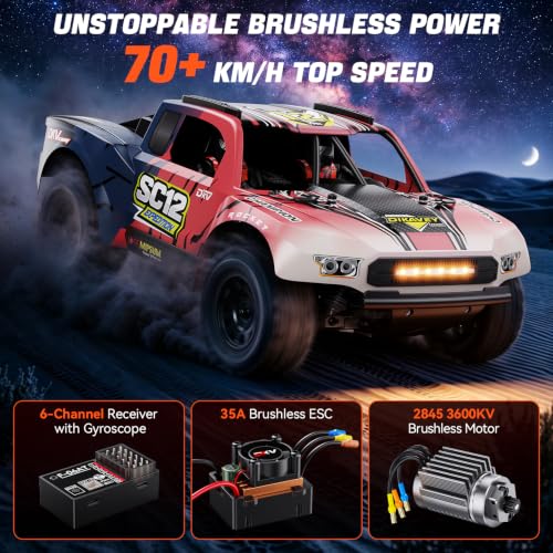 1/12 Brushless Remote Control Car, Rc Short-Course Truck, Rc Drift Car | 42MPH (70+Km/H）4WD,with 3s 2200 Mah Battery, Suitable for Adults-Amateur-Level-pink - color: Pink
