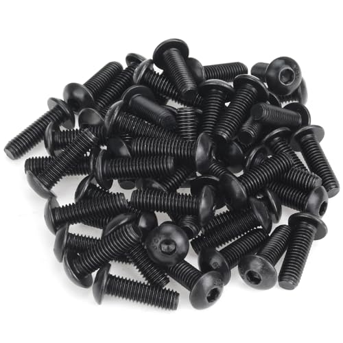 55 Pieces M5 x 16mm Button Head Socket Cap Screws, Thread Pitch 0.8mm, Sutemribor M5 Black Screws, 10.9 Grade Alloy Steel, Black Oxide Finish, Fully Threaded - size: M5 x 16mm, style: Button Head