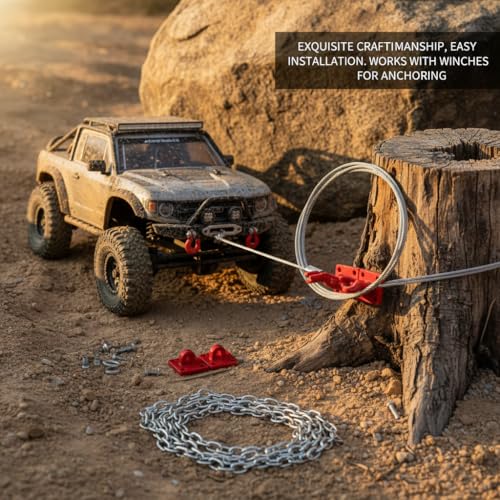 RC Tow Chain Metal Tow Rope Set, 1/10 1/24 Scale Metal Winch Accessories, Heavy Duty Off Road Trailer Hitch with Hooks for Axial SCX10 D90 RC Crawler Trailer