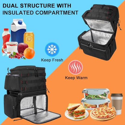 MATEIN Fishing Backpack, Tackle Storage Bag with Rod Holders & Cooler | Water Resistant Fishing Bag Fits 4 3600 Trays, Large Wide Open Tackle Box Backpack, Gifts for Fishermen - color: Black - Large