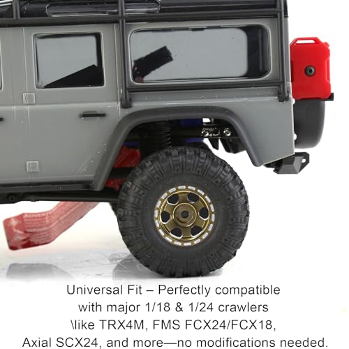 1.0 Beadlock Wheels and Tires Set 57 x 24 mm 1.0 inch Rubber Rock Crawler Tires & Alloy Blade Wheels For 1/18 1/24 Axial SCX24 TRX4M Gladiator Bronco C10 JLU Deadbolt RC Crawler Upgrade(Brown) - color: Brown