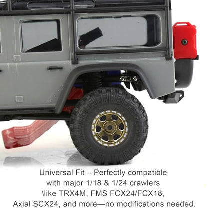 1.0 Beadlock Wheels and Tires Set 57 x 24 mm 1.0 inch Rubber Rock Crawler Tires & Alloy Blade Wheels For 1/18 1/24 Axial SCX24 TRX4M Gladiator Bronco C10 JLU Deadbolt RC Crawler Upgrade(Brown) - color: Brown