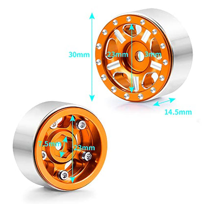 RC-Hub 4Pcs Aluminum Alloy 1.0" Micro Beadlock Wheels for 1/24 Axial SCX24 90081 AXI00001 AXI00002 RC Crawler Car (Orange) - color: Orange