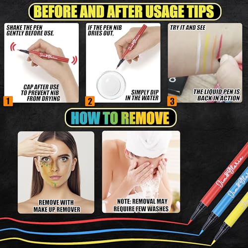 Jim&Gloria Water Resistant Face Paint Tattoo Pen, Temporary Tattoo Markers for Skin, Body Painting Kit, Teen Girl Gifts Trendy Stuff, Makeup Toys Crafts, Christmas Gifts for Teenage Girls, Adults