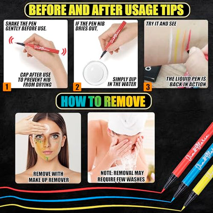 Jim&Gloria Water Resistant Face Paint Tattoo Pen, Temporary Tattoo Markers for Skin, Body Painting Kit, Teen Girl Gifts Trendy Stuff, Makeup Toys Crafts, Christmas Gifts for Teenage Girls, Adults