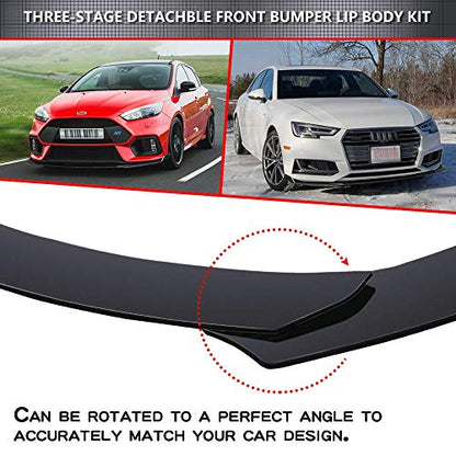 x xotic tech Front Bumper Lip Spoiler + Side Skirt Splitter + Rear Bumper Lip Wrap Splitter Canard - color: Black, size: Full Wide Body Kit