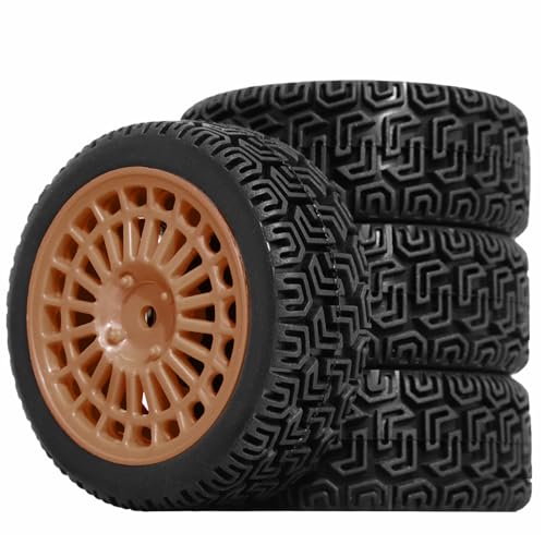 1/10 RC On-Road tires 68mm Rally Car Tire and Plastic Wheels 12mm Hex good drifting power for 1/10 RC On-Road Touring Drift Car HPI Kyosho FAZER MK2 HSP Tamiya XV01 TT01%t054+1 (Brown) - color: Brown