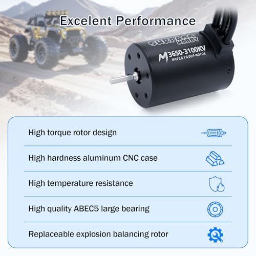 RC Brushless Motor ESC Combo M3650 3100KV Brushless Motor and ESC 60A fit 2S Battery for 1/10 Remote Control Cars Trucks Off-Road Vehicle - size: 3100KV, style: 3650 motor+60A esc