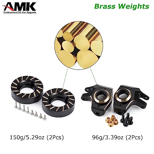 SCX10 II Brass Steering Knuckles 96g Outer Portal Drive Housing with 150g Wheel Weights for Front Axle for 1/10 RC Crawler AR44 Axial SCX10 Upgrades