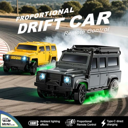1/64 4WD Mini RC Off-Road Drift Car, 2.4G Crawler Vehicle with LED (Black) | High Speed Brushless Motor, Dual-Speed Mode, 30m Control Distance, Gift for RC Enthusiasts ﻿ - color: Black