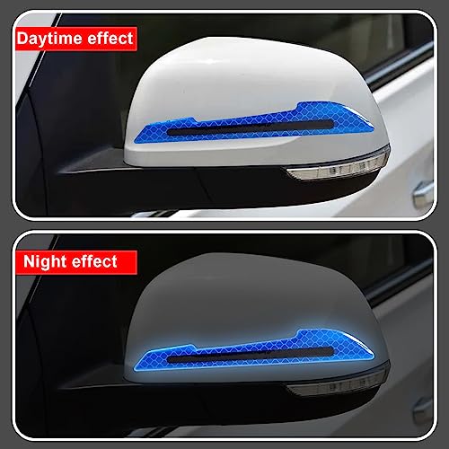12Pcs Blue Reflective Car Sticker Set Rearview Mirror Reflective Stickers Side Stickers Door Handle Sticker 3D Carbon Fiber Anti Scratches Protective Films - color: blue