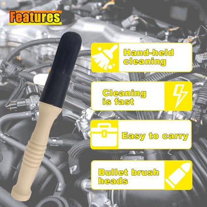 Car Parts Washer Brush, Bullet Head Parts Cleaning Brush for Cleaning Car Interior Exterior, Engine Parts, Wheel Bearing, Boats, Household Grime (Beige) - color: Beige