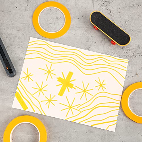 Epakh 4 Pack Masking Tape Pinstripe 1/16 1/8 1/4 1/2 Inch,Yellow,52 Yd | For Automotive Painting Models Crafts, Precise Pinstriping Lines, Multi-surface DIY Labeling, Flexible Backing, Clean Peel - color: Yellow, size: 52 yd