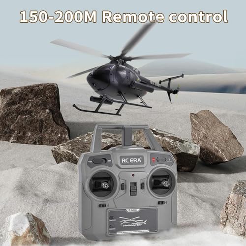 Remote Control Helicopter, C189 MD500 RC Helicopter Model, 1/28 Scale 4CH Single-Rotor Helicopters with 6-Axis Gyro and Brushless Motor, 2.4GHz RC Aircraft for Adults, 2 Batteries (Black) - color: Black
