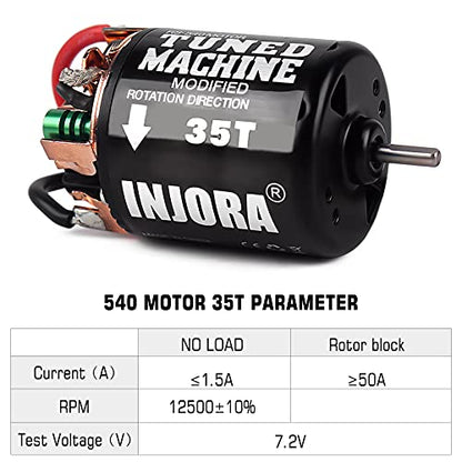 INJORA 540 Brushed Motor 35T Waterproof Motor for 1/10 RC Cralwer Car Axial SCX10 Pro SCX10 AXI03007 90046 TRX4 D90 Monster Truck （35T） - size: 35T