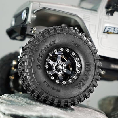 INJORA 1.3" Aluminium -5.25mm Offset Beadlock Wheels for 1/24 1/18 RC(Grey) - color: Grey