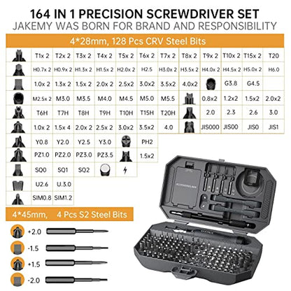 JAKEMY 164 in 1 Precision Screwdriver Set, Laptop Screwdriver Kit, Professional Computer Screwdriver Repair Tools with T5 T6 Torx Screwdriver Bit for MacBook, iPhone, PC, RC, PS5, Watch, Xbox, DIY - color: Fo164 Precision Screwdriver Set