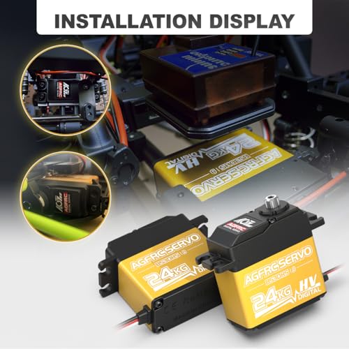 AGFRC 24KG 0.19s Programmable 1/10 Servo (B53DHS) | HV, Titanium Gears, 2BB, AL+Plastic Case, with 25T Metal Horn, for 1/10 RC Cars, Crawlers, Planes, Boats