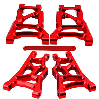Aluminum Suspension A-Arms Set w/Tie Bar Front Rear Upgrades Parts Compatible with 1/10 Traxxas Slash 2WD RC Car,Replacement of 2555 3631 2532 (Red) - color: Red