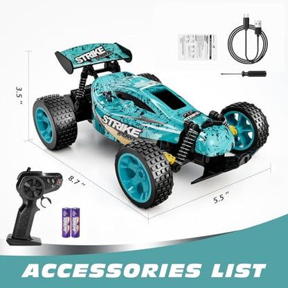 Tecnock RC Cars Remote Control Car for Kids, 1:18 Scale 20 KM/H 2WD Offroad Buggy, 2.4GHz RC Racing Car with USB-C Easy Charging & 50 Mins Playtime, Toys Gifts for Boys & Girls - color: Blue