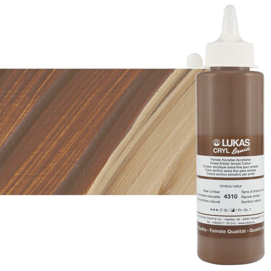 Lukas Cryl Liquid Soft Body Acrylic Paints for Painting - Professional Low Viscosity - 250 ml Bottle Gold Ochre - color: Gold Ochre