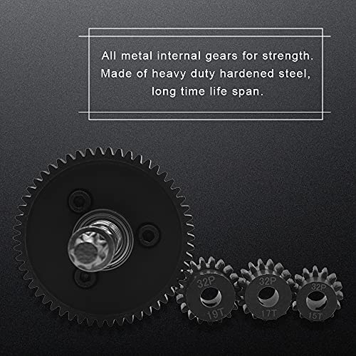 Metal Steel 6878 Differential Gear Complete Slipper Clutch and 32P 15T/17T/19T Pinions Gear Set for Traxxas Slash 4X4 / Stampede 4X4 / Rustle 4X4 Replace 6878
