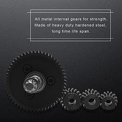 Metal Steel 6878 Differential Gear Complete Slipper Clutch and 32P 15T/17T/19T Pinions Gear Set for Traxxas Slash 4X4 / Stampede 4X4 / Rustle 4X4 Replace 6878