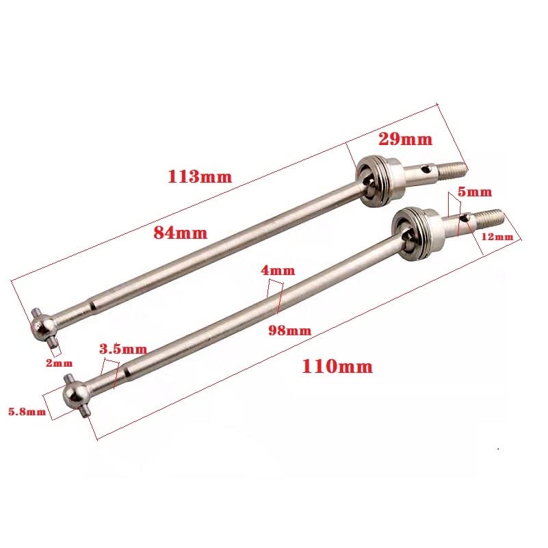 RC 108015 Metal Universal Drive Shaft Dogbone for HSP 1/10 94111 94110Pro 94108 Off-Road Monster Truck Upgrade Parts (Color : Black(2Pcs)) - color: Black(2pcs)