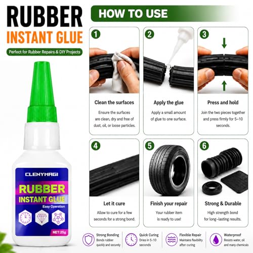 2 Pcs Clear Rubber Glue, Fast Drying Super Glue for RC Tire, Shoes, Belt, Soles, Hose, Mat Repair and More, Waterproof, Heat-Resistant Strong Adhesive - size: 2 Pack