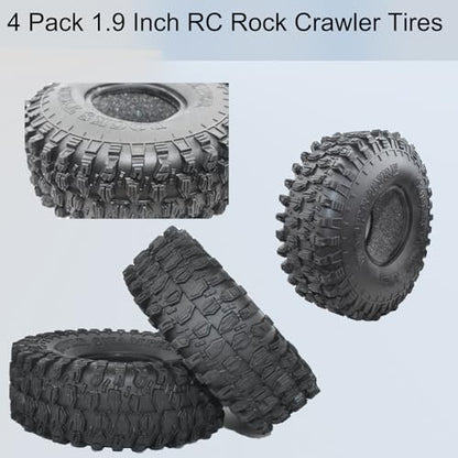 4Pcs AUSTAR AX-5020 1.9 Inch 120mm*40mm Rock Crawler Tires Soft Rubber Off Road Wheel Tyres with Foam Inserts for 1/10 AXIAL SCX10 II/III TRX4 RC4WD TF2 RC Crawler Truck