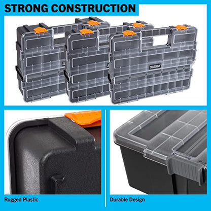 Stalwart Tool Box Organizer - 3-in-1 Portable Small Parts Organizer, Gray