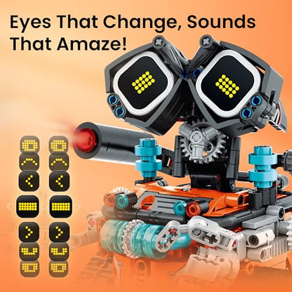 Sillbird Robot Building Kit with Remote Control STEM Gift for Boy Ages 8-14 | Coding Toys for Kids & Teens, Learn Through Robotics Play, Buildable 5in1 Models, App-Controlled, Rechargeable, 596 Pieces - color: Orange