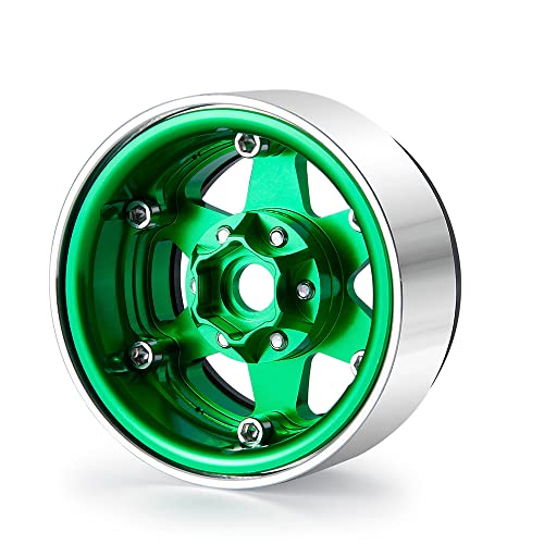 4PCS Aluminum 1.9" Beadlock Wheels Rims Upgrades for Axial SCX10 II, SCX10 III, TRX4 1/10th RC Crawler Car Accessories (Green) - color: Green