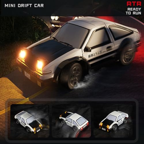 1/64 Scale Drift RC Car, 2.4Ghz Mini Sports Car, 4WD RC Truck Model Toys, Full Proportional, with Replaceable Tires, Gift for Adults and Kid - color: Gray