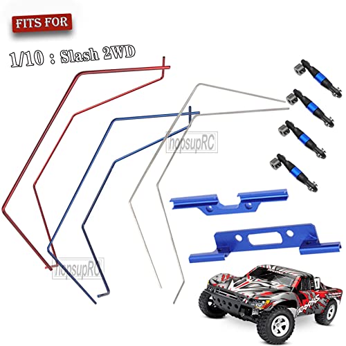 RC Aluminum Front and Rear Wide Sway Bar Kit Upgrades Part for 1/10 Slash 2WD RC Car,Alloy Sway Bar Kit Front & Rear Anti-Roll Bar Wide Sway Bar Hops Up