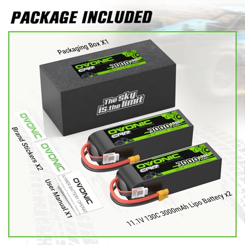 OVONIC 3S LiPo Battery 3000mAh 11.1V 130C RC Battery with XT60 Connector