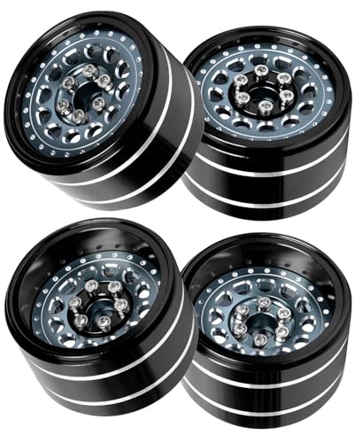 RC 2.2 Beadlock Wheels Adjustable 4 Offsets Rims for 1/10 RC Crawler Car SCX10 SCX10 II 90046 SCX10 III AXI03007 SCX10 Pro TRX4 TRX6 D90 Gen7/8 VS4-10 MST CFX,Titanium - color: Titanium (2.2 Beadlock Wheels Rims)