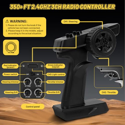 JT20W-V2 1/20 Scale 4WD Brushless RC Car for Adults,45KPH High Speed Hobby RC Truck,4x4 Waterproof Off-Road Remote Control Electric Vehicle,All Terrain RTR Fast Buggy with 2 Lipo Batteries
