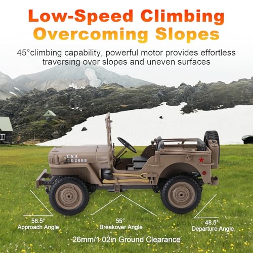 RC Crawler, 1:10 Scale D888 Willys Military Jeep, 2.4Ghz 4WD Off Road Rock Crawler with Lights, Removable Accessories All Terrain RC Jeep Toy for Adult Teens-Upgradable (2 Batteries) - color: Yellow