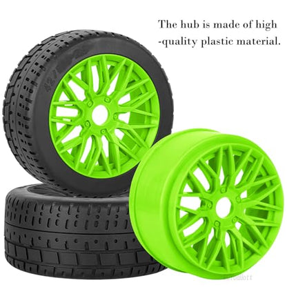 RC Tires Highway Tires for 1/8 Typhon 6s BLX,1/7 Infraction 6S BLX,Limitless RC Car,RC Wheels Set/Highway Wheel,Plastic Wheels,Green - color: Green- (Wheel Tires)