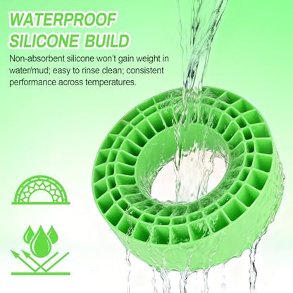 Soft 2.2" Silicone Tire Inserts for RC Crawlers, 4-Pack — Fits 132–134 mm 5.25" OD, 125×45 mm — Waterproof, Sidewall Stabilization, Traction and Climbing Control (Green) - color: Green