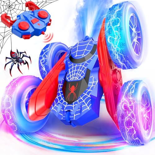 NQD Spider Remote Control Car- Double Sided 360°Rotate RC Stunt Car with Wheel Lights, 4WD Off-Road RC Cars 2.4Ghz Indoor/Outdoor Rechargeable Toy Car for Boys Age 4-7 8-12 Birthday Xmas Gift