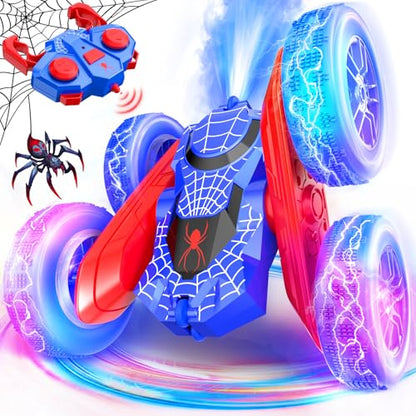 NQD Spider Remote Control Car- Double Sided 360°Rotate RC Stunt Car with Wheel Lights, 4WD Off-Road RC Cars 2.4Ghz Indoor/Outdoor Rechargeable Toy Car for Boys Age 4-7 8-12 Birthday Xmas Gift